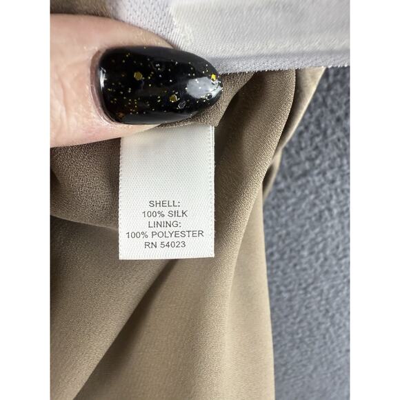 Banana Republic 100% silk flutter sleeve dress size 2 Gold Brown Sheath - Picture 5 of 9